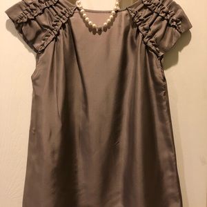 EUC Zara silky silver mauve short sleeve blouse